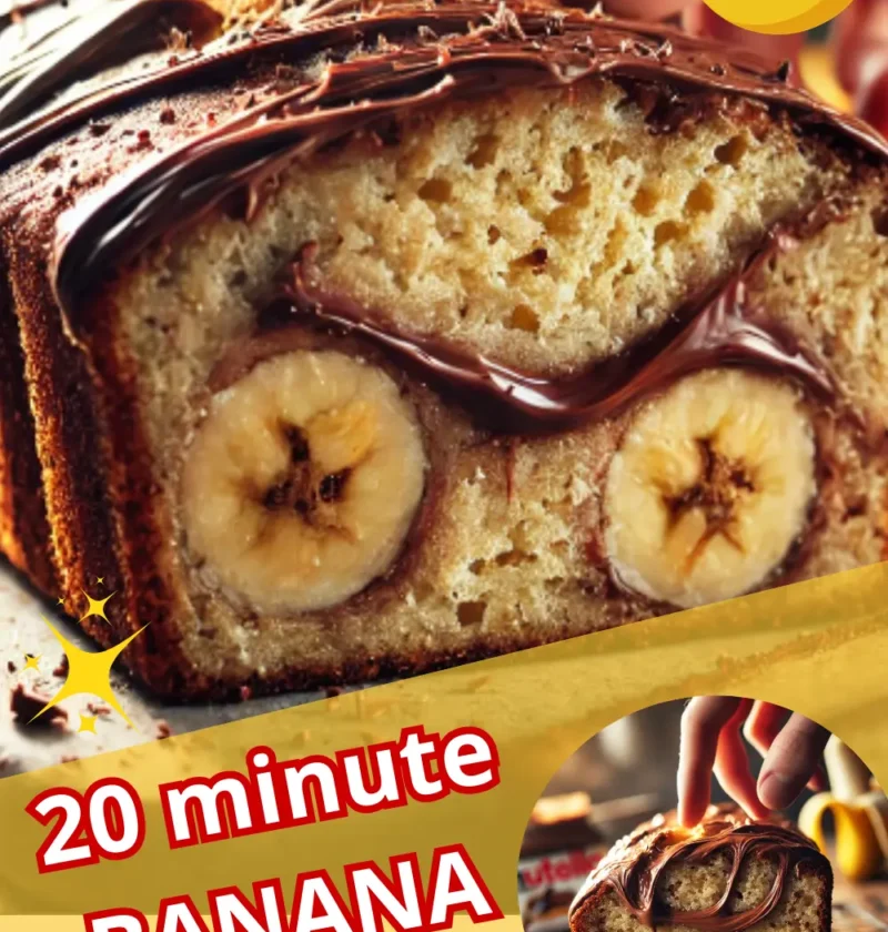 Nutella Banana Bread with swirls of Nutella, sliced and ready to serve.