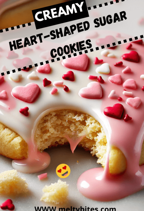 Heart-shaped sugar cookies decorated with pastel icing and colorful sprinkles on a festive plate.